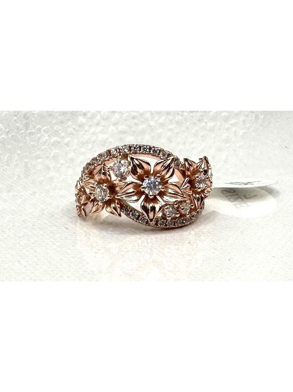 Moissanite Flower Ring SIZE 7 Brilliant VVS1 925 Silver Plated Rose Gold NWT